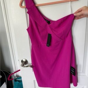NWT Lulu's Vibrant Fuchsia One-Shoulder Dress